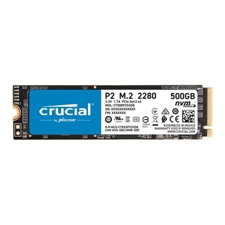 Crucial Crucial P2 500GB 3D Nand Nvme, Ct500P2SSD8T CT500P2SSD8T
